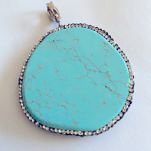 Turquoise, rhinestone and marcasite pendant - Picture 4 of 4